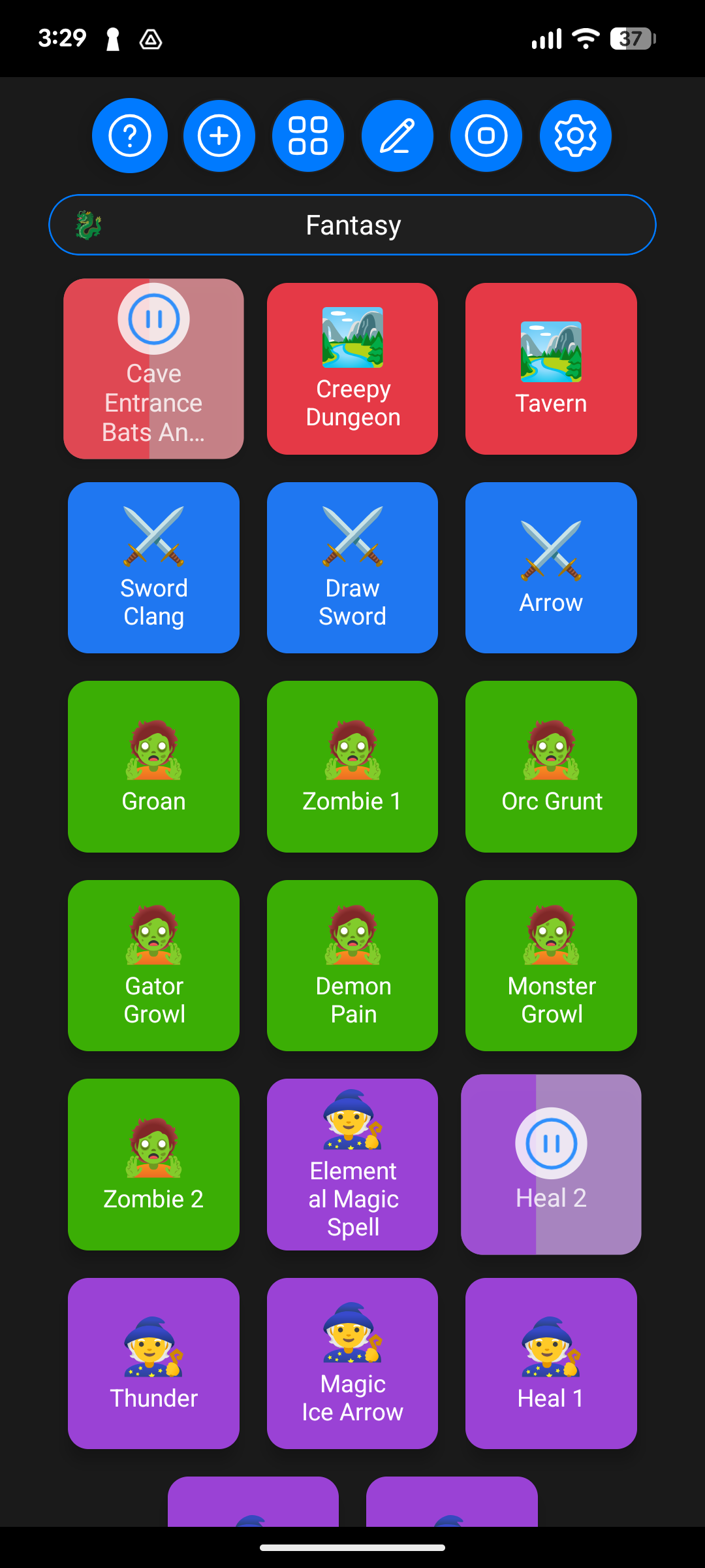 SoundBoard App - Fantasy soundboard with colorful buttons